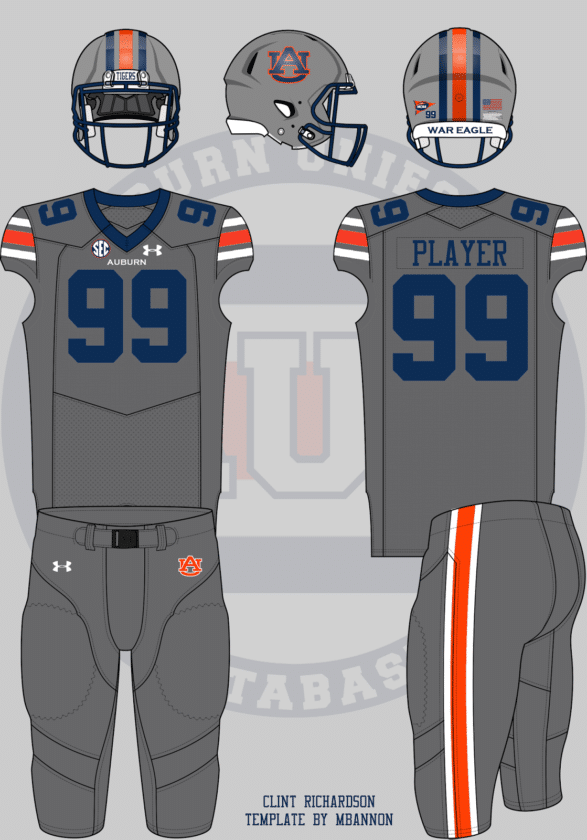 auburn football uniform concept idea grey anthracite