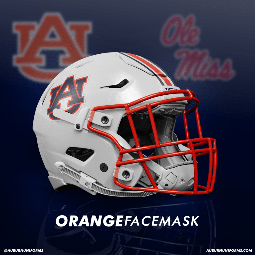 auburn football helmet orange facemasks 2021 ole miss rebels uniform bryan harsin bo jackson