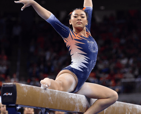 auburn tigers gymnastics gym leotard leo uniform o zone ozone under armour suni lee 2023