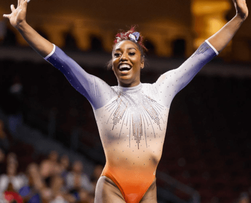 auburn tigers gymnastics gym leotard leo uniform o zone ozone under armour derrian gobourne 2023