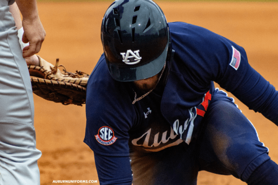 auburn tigers baseball new uniforms 2023 under armour all navy blue sec graduate grad patch