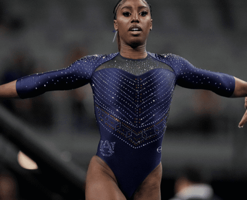 auburn tigers gymnastics gym leotard leo uniform o zone ozone under armour derrian gobourne 2023 ncaa championship