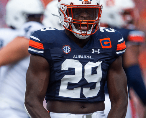 auburn tigers football penn state 2022 orange facemask uniform helmet captain captaincy patch derick hall