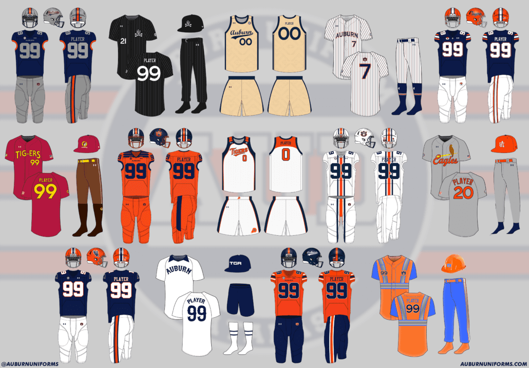 auburn tigers football baseball softball basketball concept uniform