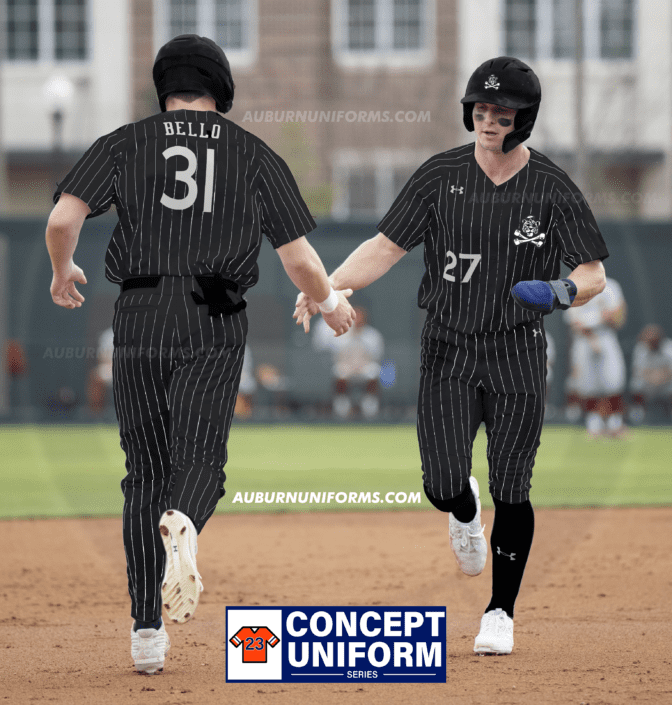 auburn tigers baseball jolly aubie black uniform white pinstripe concept design