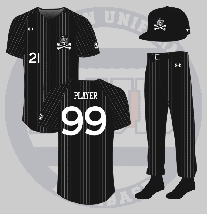 auburn tigers baseball jolly aubie black uniform white pinstripe concept design