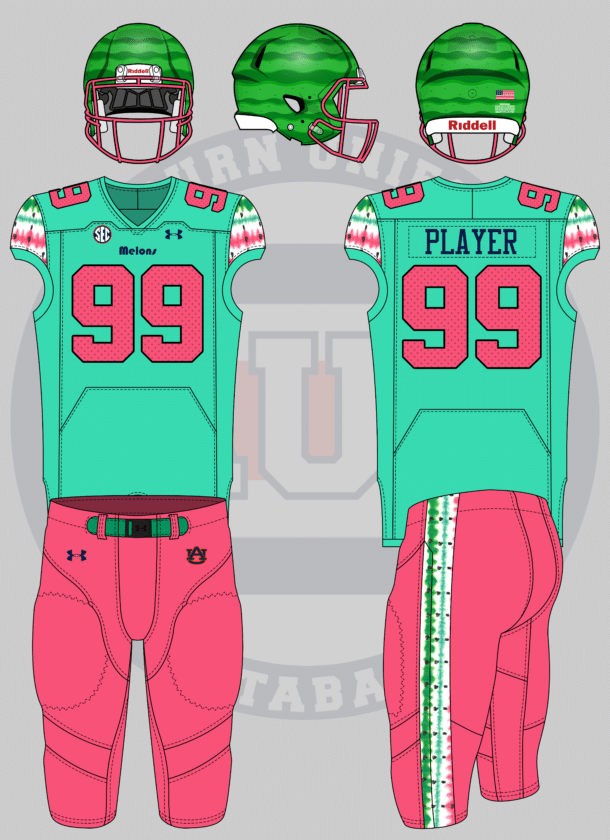 auburn football concept uniform design under armour watermelon pink weird green blue crazy
