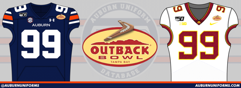 2019 2020 outback bowl auburn tigers minnesota golden gophers football uniform matchup preview
