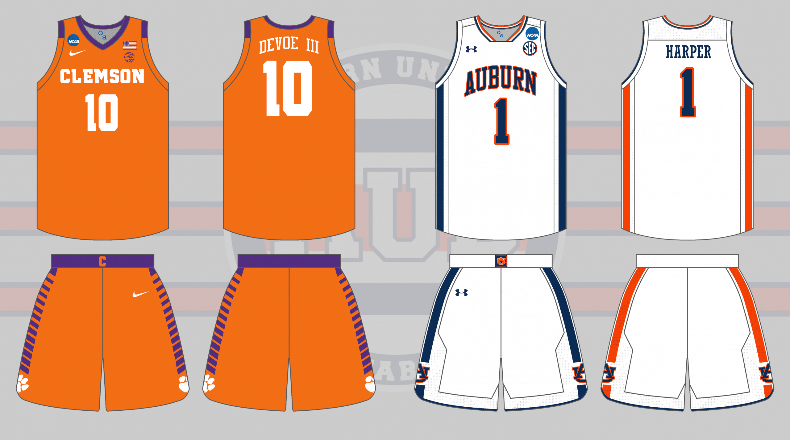 Basketball Uniform Matchups - Auburn Uniform Database