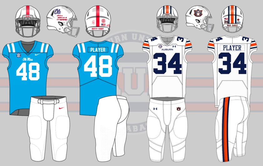 auburn tigers football ole miss rebels 2022 under armour 2022 uniform matchup white facemask bryan harsin