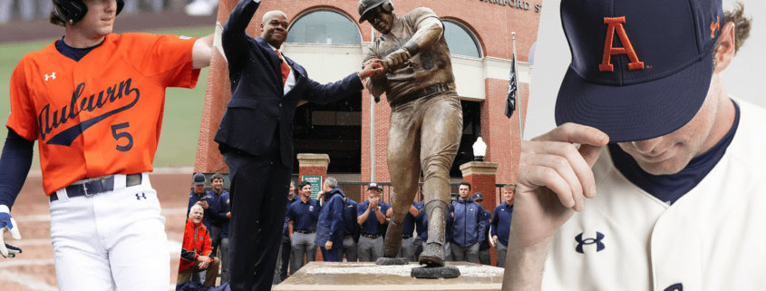 auburn baseball 2023 new orange jersey uniforms throwback hat block a frank thomas statue