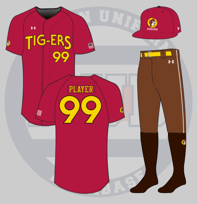 auburn tigers baseball concept uniform design buc-ees beaver
