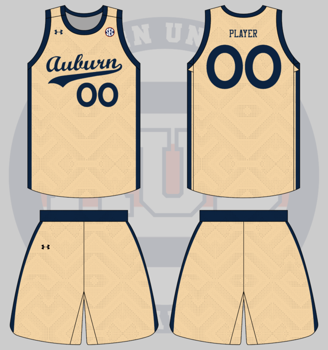auburn tigers basketball cream creme script auburn throwback uniform crossover concept design