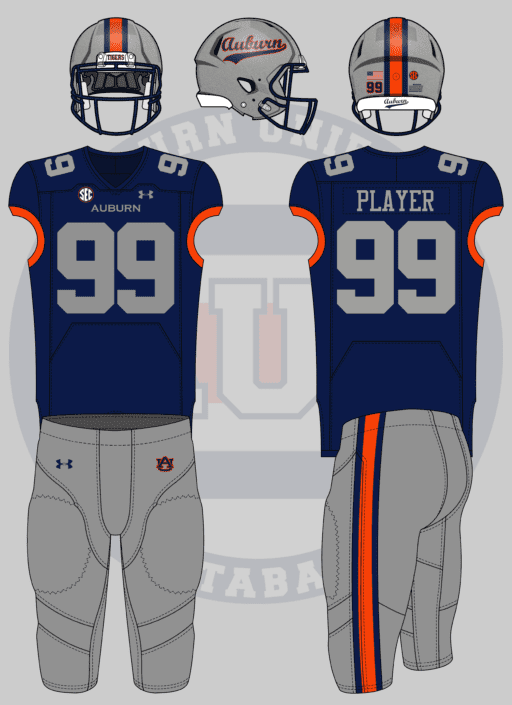 auburn tigers football concept uniform design script wordmark silver helmet silver pants