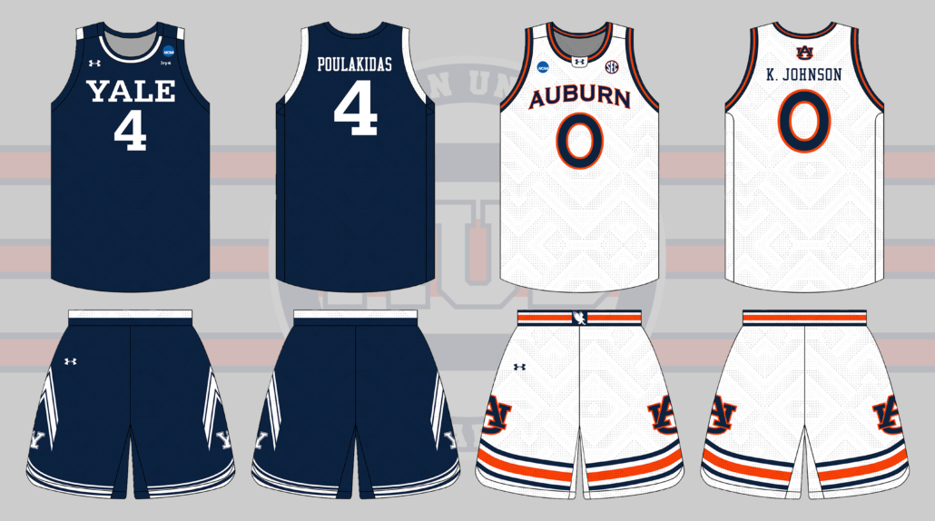 2023 2024 Auburn Tigers men's basketball uniforms under armour ncaa tournament bruce pearl johni broome kd johnson dylan cardwell jersey yale bulldogs john poulakidas