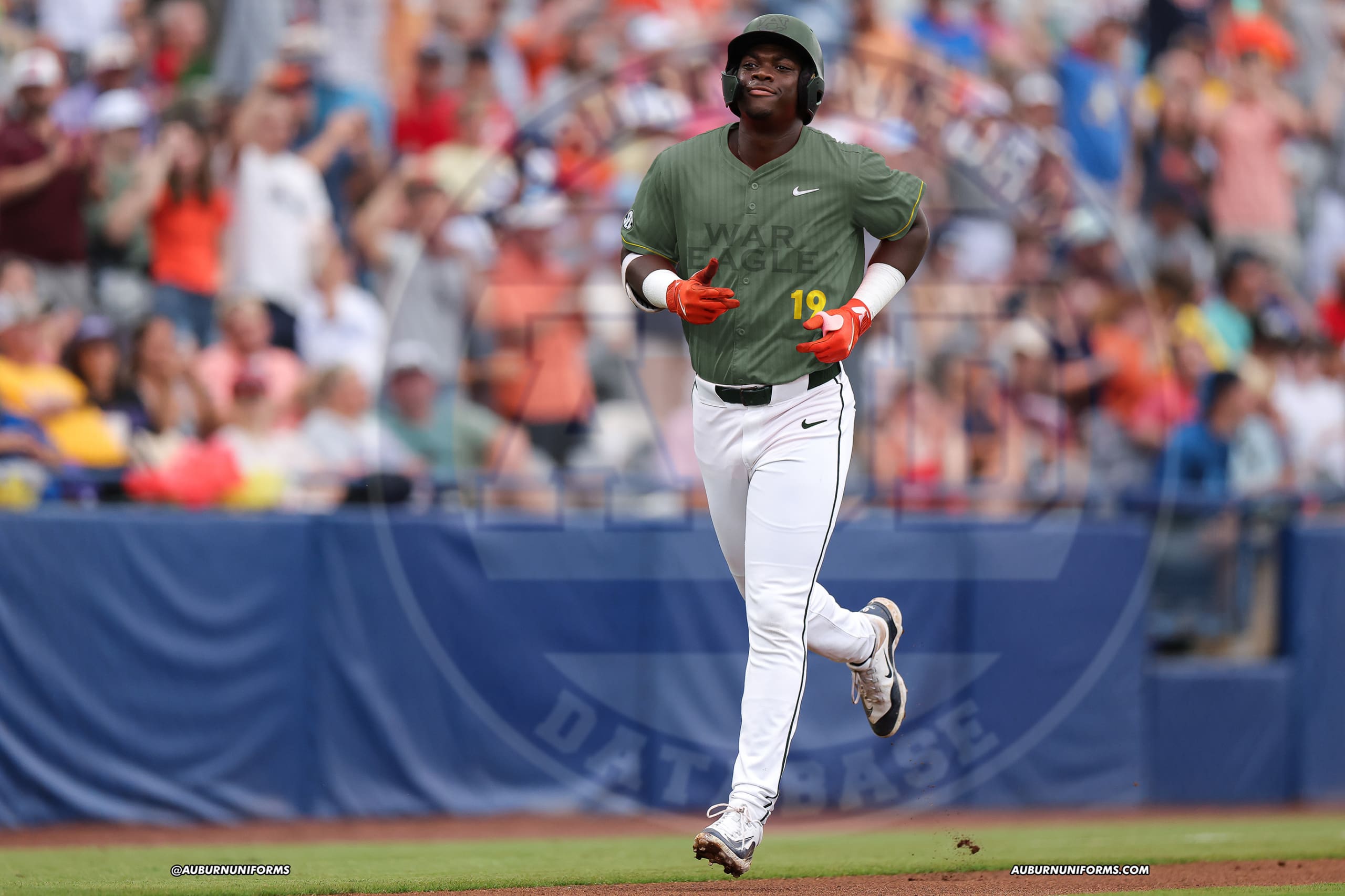 A crazy concept uniform for Auburn Baseball based on the War Eagle wall, the green monster, at Plainsman Park.