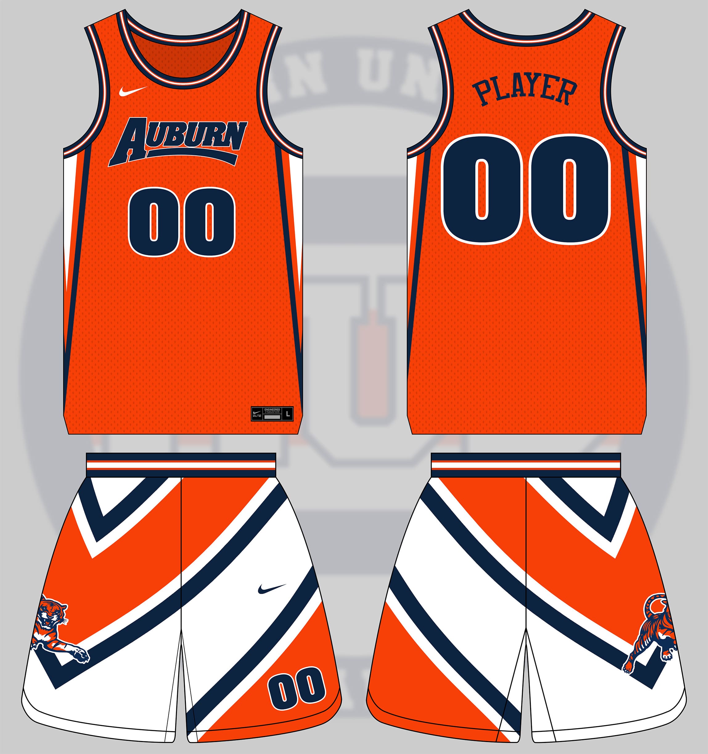 A crazy concept uniform combining Auburn Basketball with the 1990s classic Villanova design.
