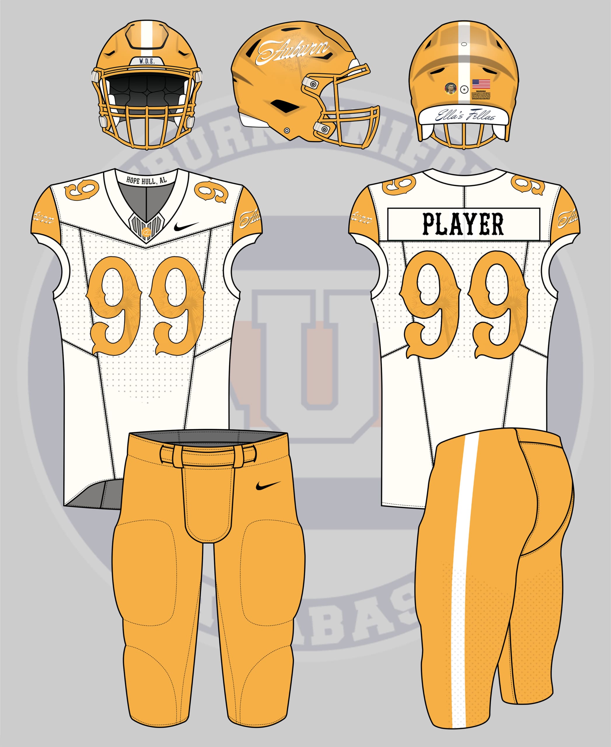 A crazy concept uniform for Auburn Football featuring Ella Langley's Dandelion album.