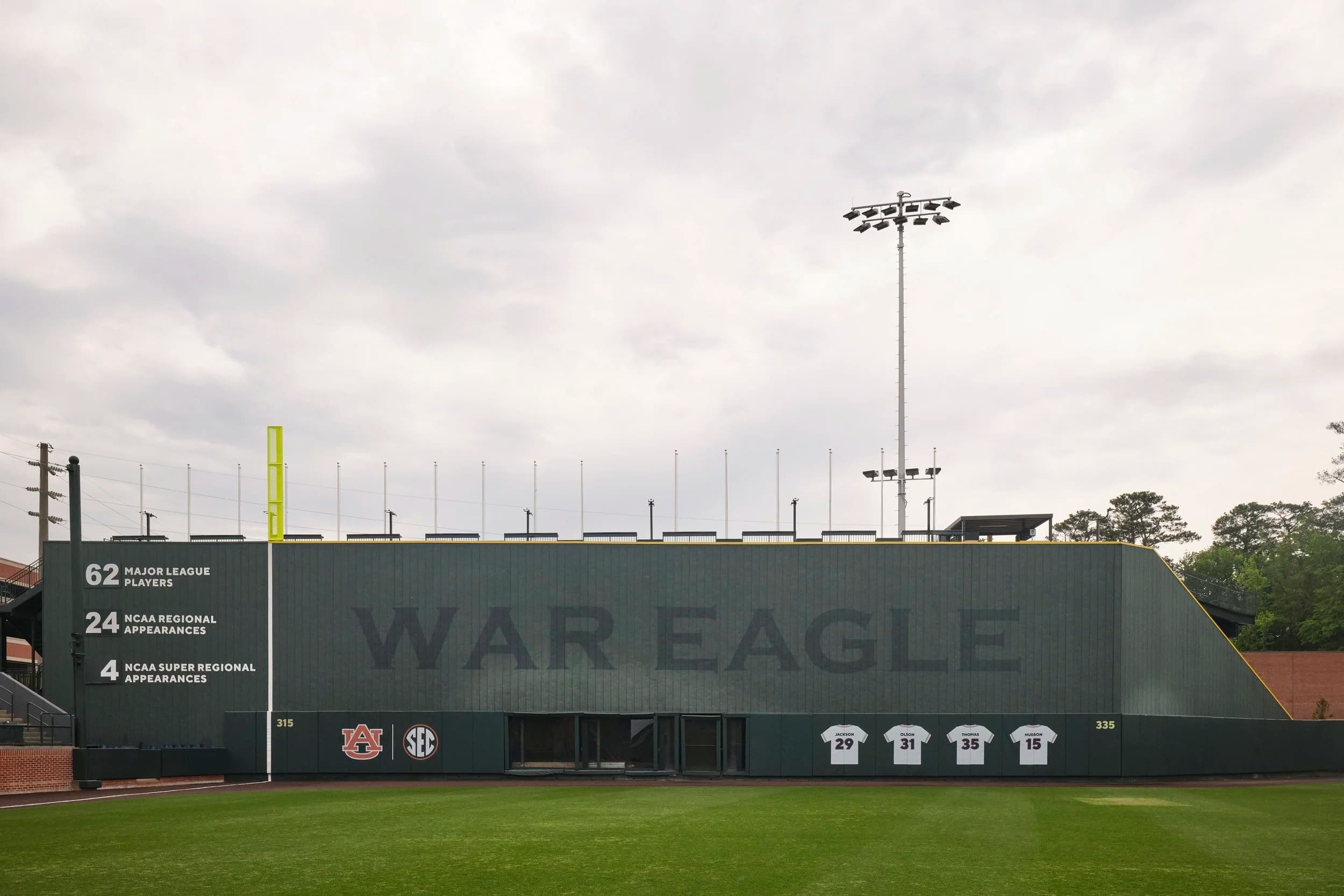 The War Eagle Wall, or "Green Monster" at Auburn Baseball's Plainsman Park.