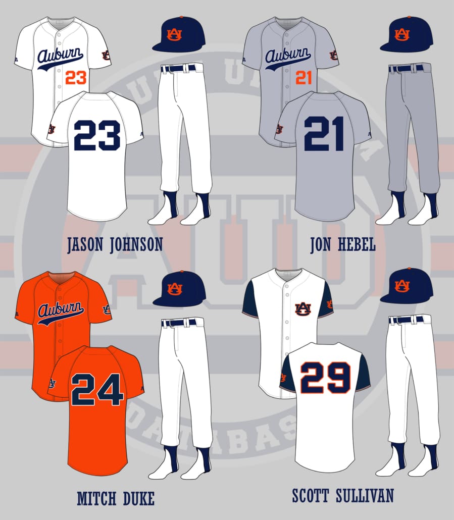Every uniform the Auburn Baseball team wore during the 1993 season.