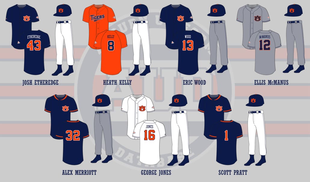 Every uniform worn during the 1998 Auburn Baseball season.