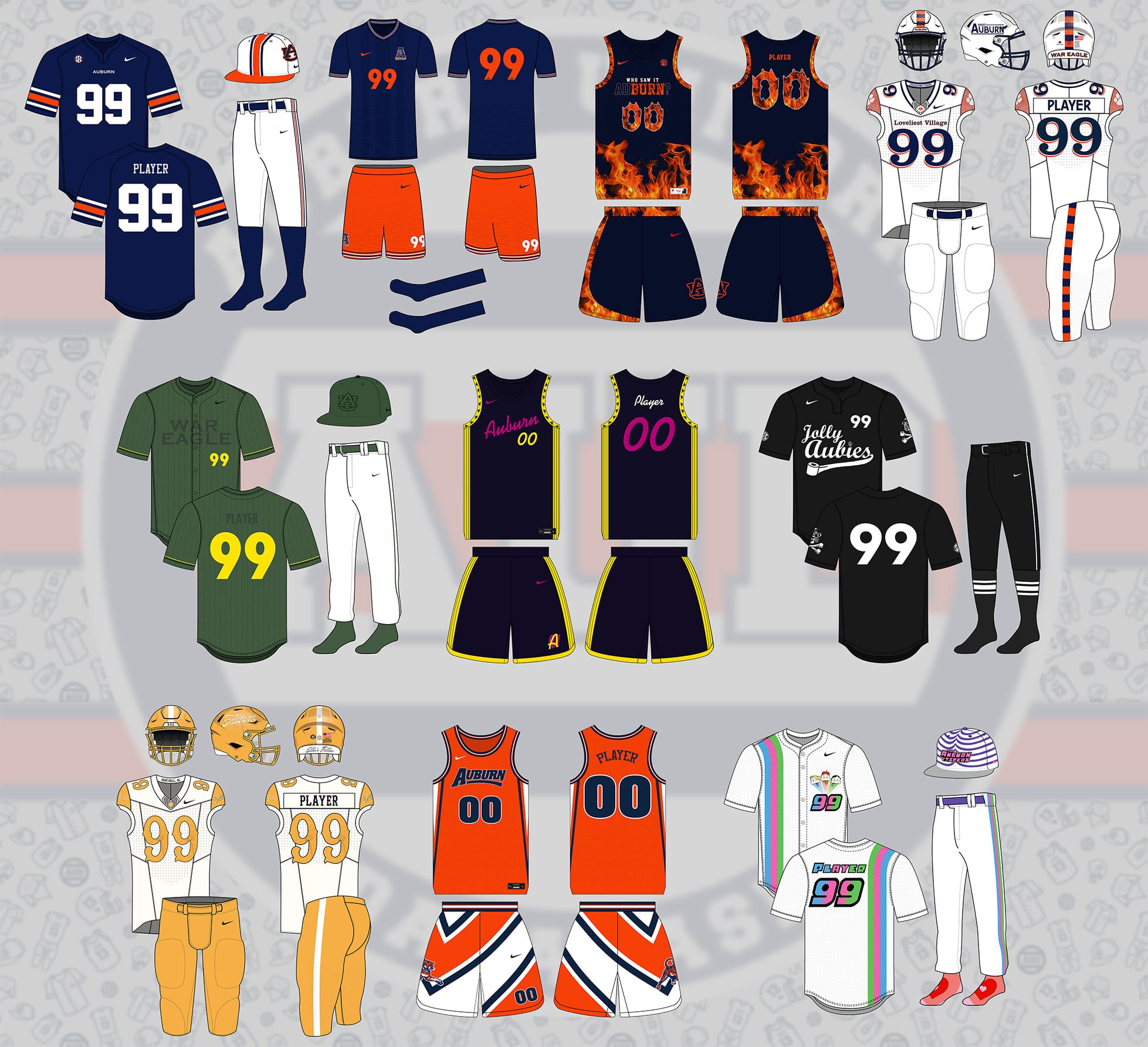 The 2026 edition of Crazy Concept Uniforms for Auburn Athletics.