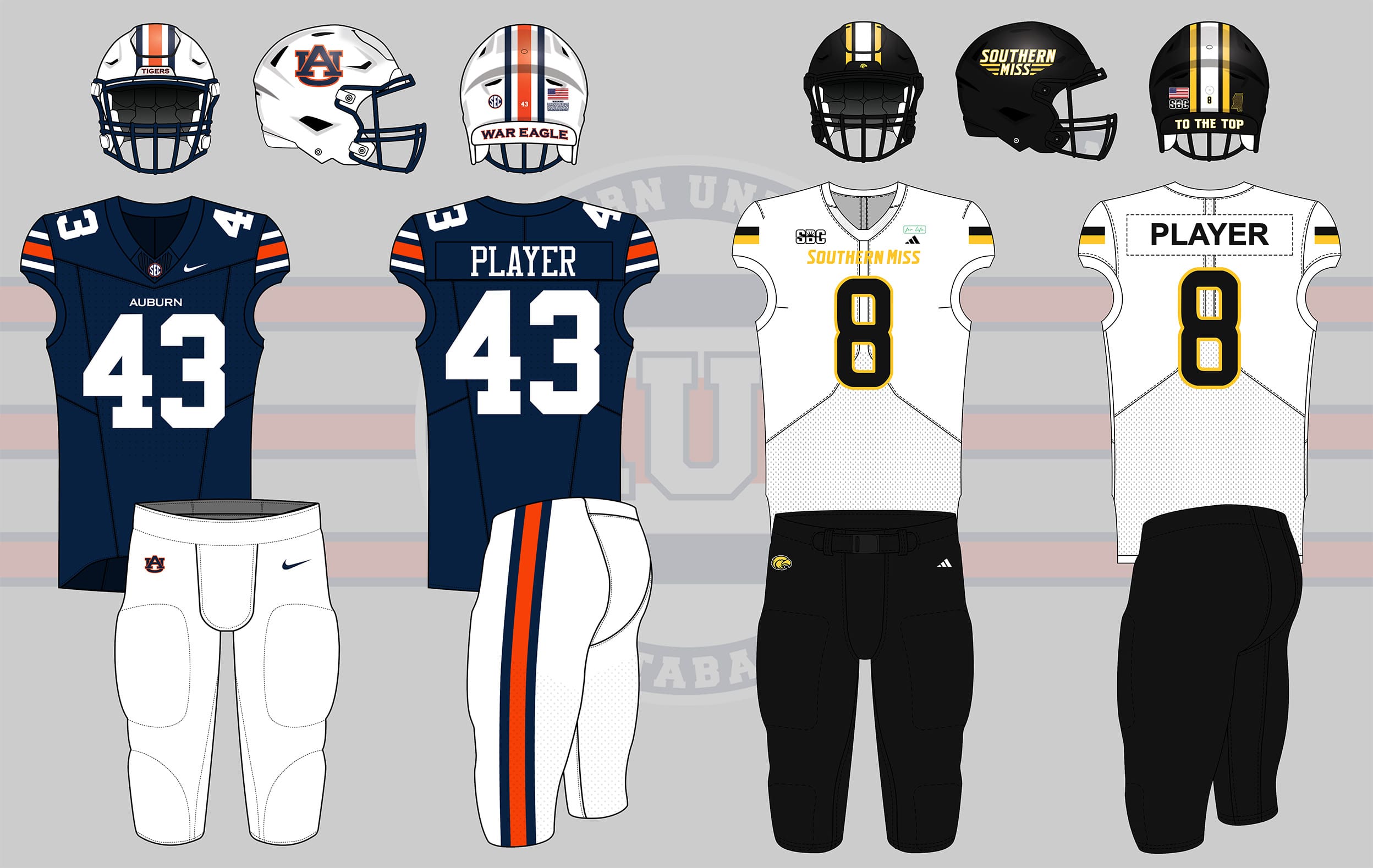 2026 Auburn Tigers versus Southern Miss Golden Eagles in Auburn, Alabama. Auburn won 43-8.